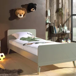 Kinder Vipack Bett 90x200 cm mit Lattenrost und Nachttisch Billy oliv