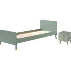 Kinder Vipack Bett 90x200 cm mit Lattenrost und Nachttisch Billy oliv