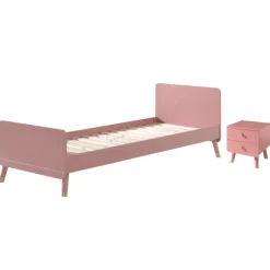 Kinder Vipack Bett 90x200 cm mit Lattenrost und Nachttisch Billy-pink