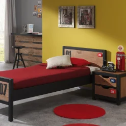Bett 90 x 200cm Nachttisch Alex Kiefer massiv