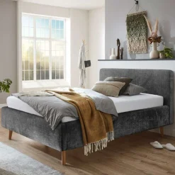 Bett Younes 140x200cm mit Stauraum - anthrazit