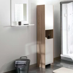 Biarritz Säulenschrank 2 Türen - weiß/eiche