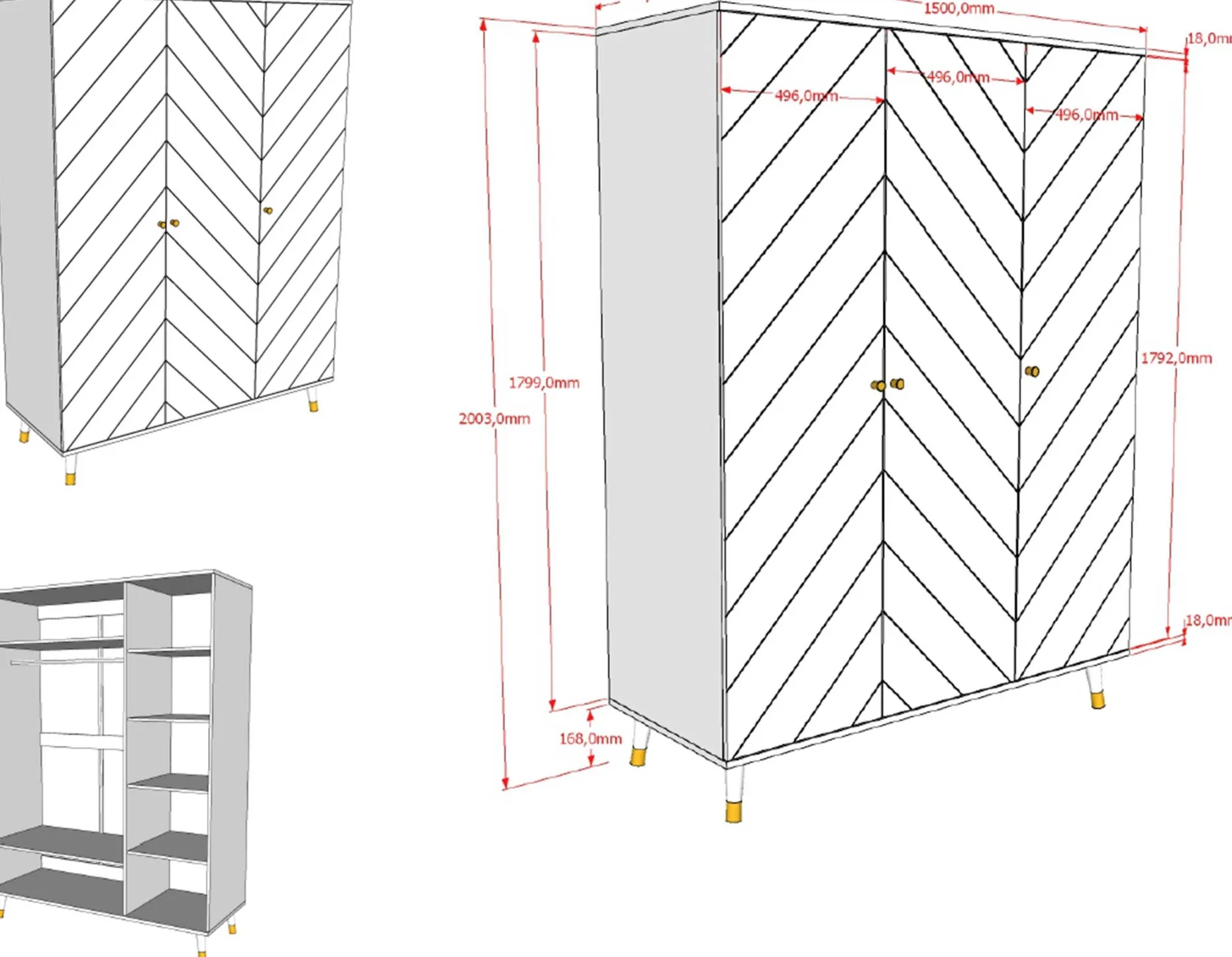 Billy Kleiderschrank - 150x59x200 cm - MDF/weiß