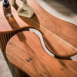 Emob Bio-Akazienholz Couchtisch-Set - 2er-Set