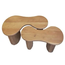 Emob Bio-Akazienholz Couchtisch-Set - 2er-Set