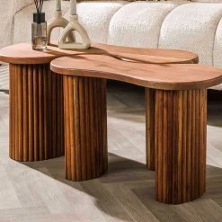 Emob Bio-Akazienholz Couchtisch-Set - 2er-Set