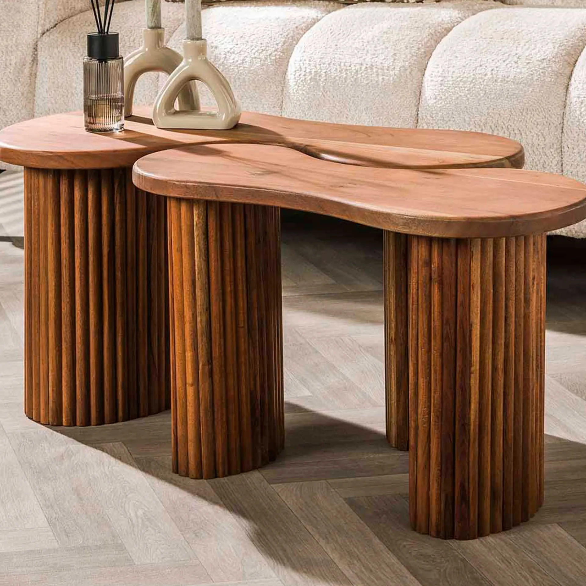 Emob Bio-Akazienholz Couchtisch-Set - 2er-Set