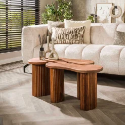 Emob Bio-Akazienholz Couchtisch-Set - 2er-Set