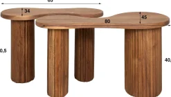 Emob Bio-Akazienholz Couchtisch-Set - 2er-Set