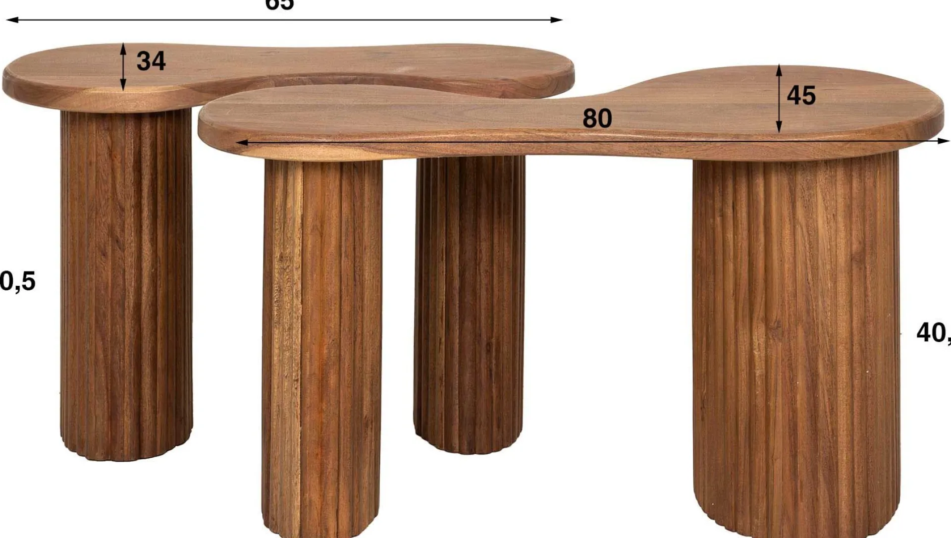 Emob Bio-Akazienholz Couchtisch-Set - 2er-Set
