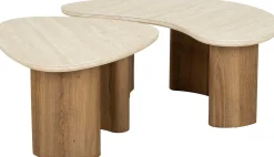 Emob Bio-Keramik-Couchtisch aus Travertin, 2 Stück