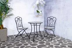 Sens-Line Bistro-Set Lina - schwarz/Keramikfliesen