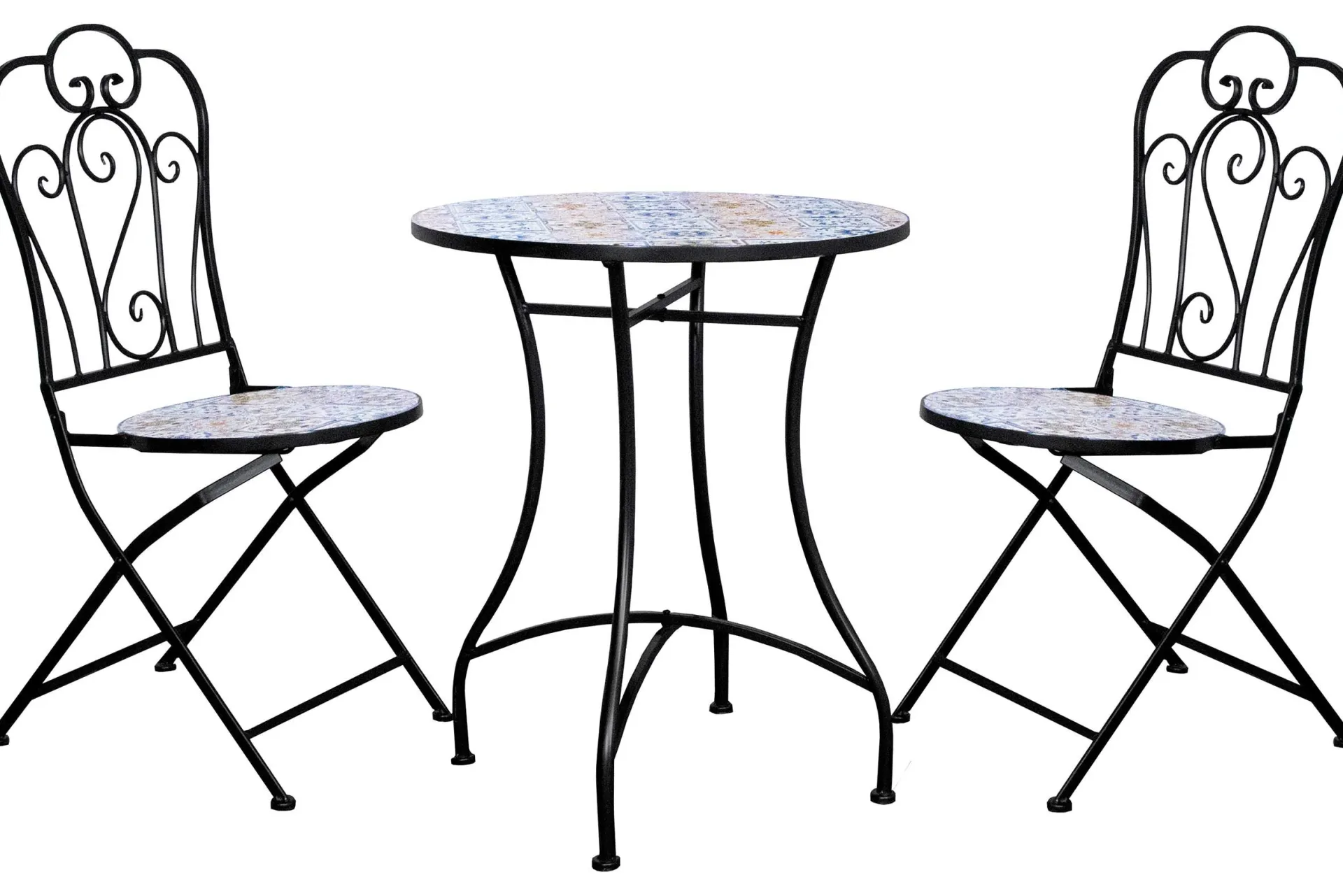 Sens-Line Bistro-Set Lina - schwarz/Keramikfliesen
