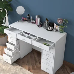 Emob BJ106 Schminktisch | 100 % MELAMIN | Weiß