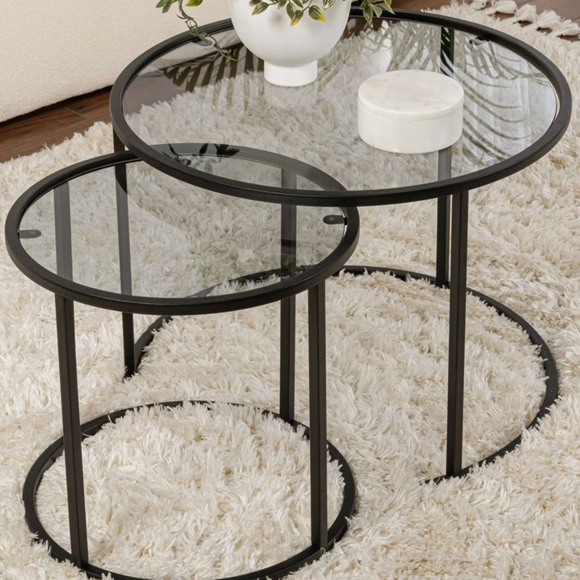 Emob Black-Grey-60-42 Couchtisch-Set | 100 % METALL |