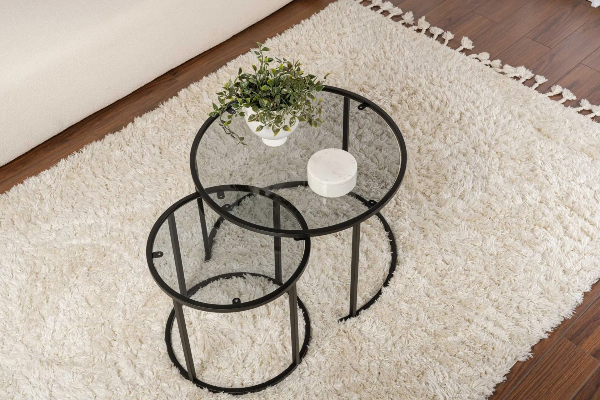 Emob Black-Grey-60-42 Couchtisch-Set | 100 % METALL |
