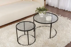 Emob Black-Grey-60-42 Couchtisch-Set | 100 % METALL |