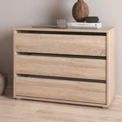 Blokty Kommode - 80x40x58cm - 3 Schubladen - Eiche Dekor