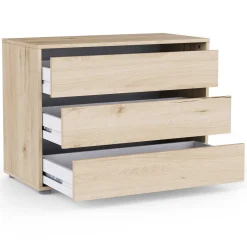 Blokty Kommode - 80x40x58cm - 3 Schubladen - Eiche Dekor