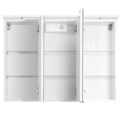 BobbiBadezimmer : 2x Hängeschrank, 2x Unterschrank, Spiegelschrank, Waschbeckenschrank - Hochglanz weiß