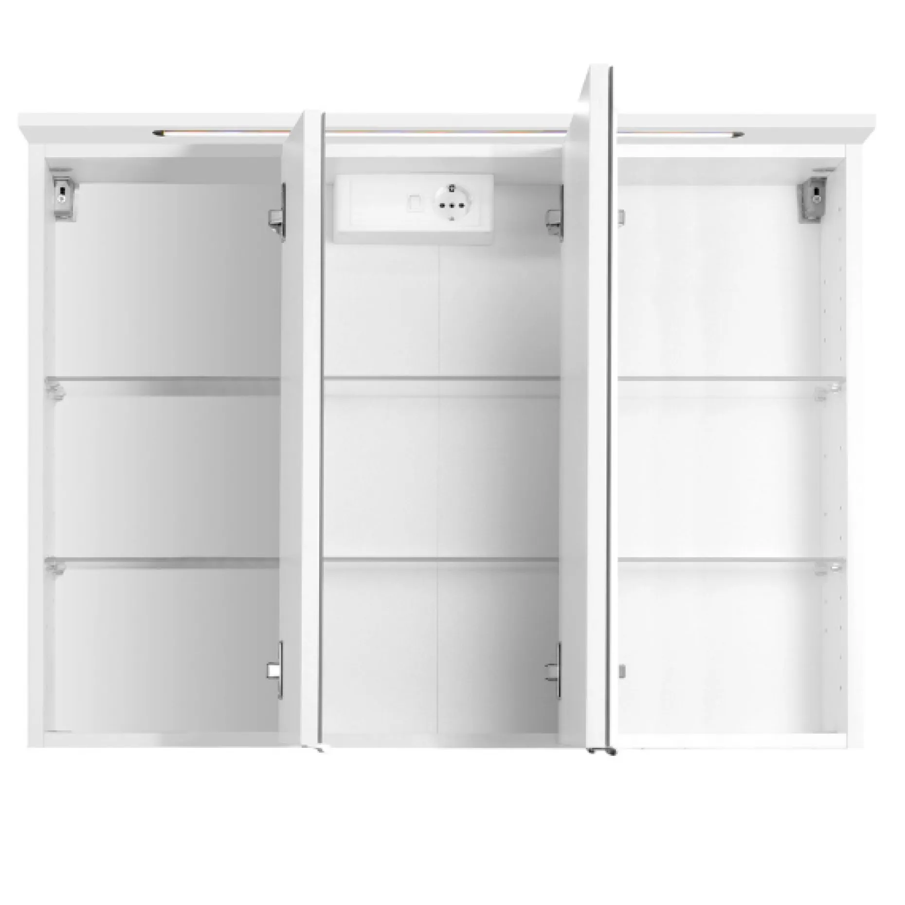 BobbiBadezimmer : 2x Hängeschrank, 2x Unterschrank, Spiegelschrank, Waschbeckenschrank - Hochglanz weiß