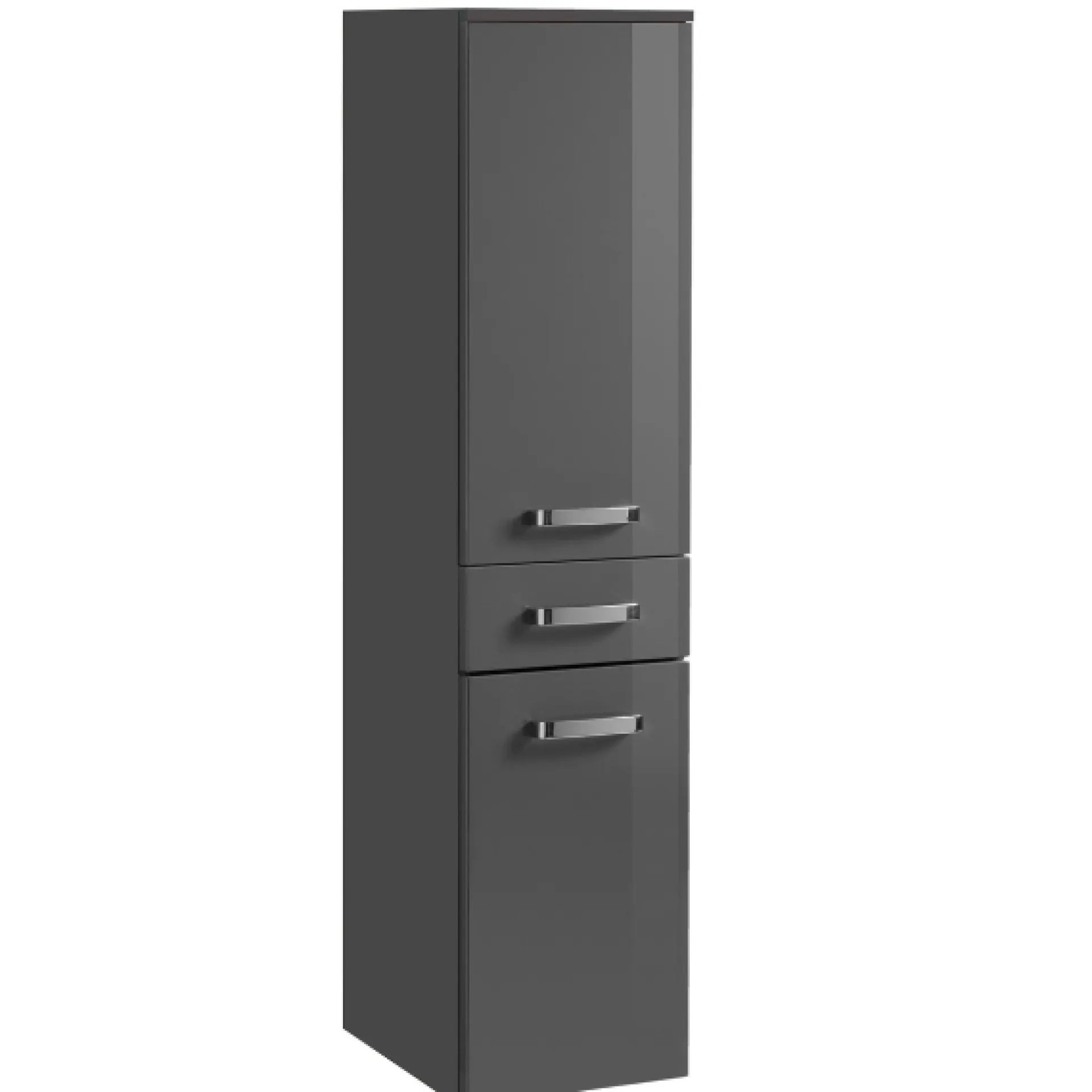 Held BobbiBadezimmer : 2x Säulenschrank, Spiegelschrank, Waschbeckenschrank - Hochglanz grau