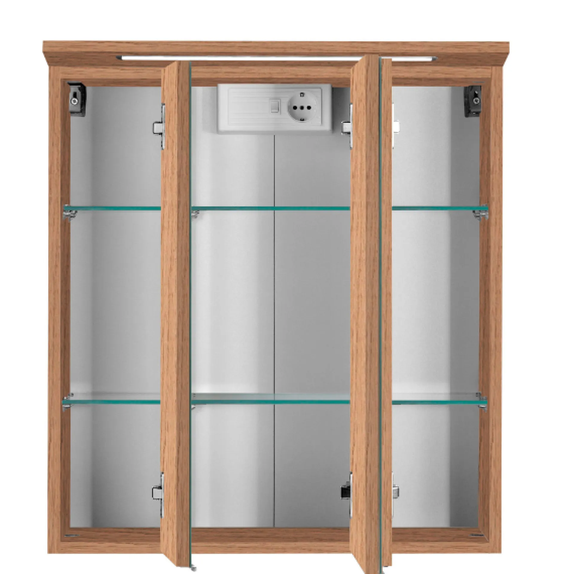 Held BobbiBadezimmer : 2x Säulenschrank, Spiegelschrank, Waschtischunterschrank - Eiche