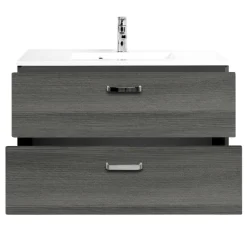 Held BobbiBadezimmer : 2x Säulenschrank, Spiegelschrank, Waschtischschrank - Eiche