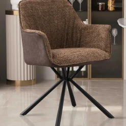 Rousseau Bouclé-Stuhl Lucie PU-Rücken | Metallbeine | H82,5 x B62 x T63 cm