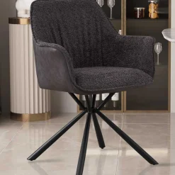 Rousseau Bouclé-Stuhl Lucie Hell PU-Rücken | Metallbeine | H82,5 x B62 x T63 cm