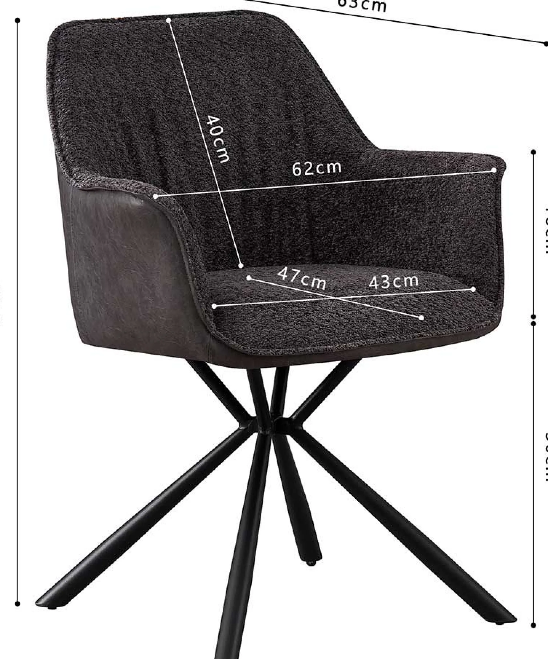 Rousseau Bouclé-Stuhl Lucie Hell PU-Rücken | Metallbeine | H82,5 x B62 x T63 cm