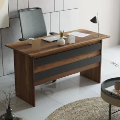 Emob Büromöbel-Set VO15 - 100% MELAMINE - Nussbaum - 140 x 140 x 60 cm