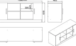 Emob Büromöbel-Set VO15 - 100% MELAMINE - Nussbaum - 140 x 140 x 60 cm