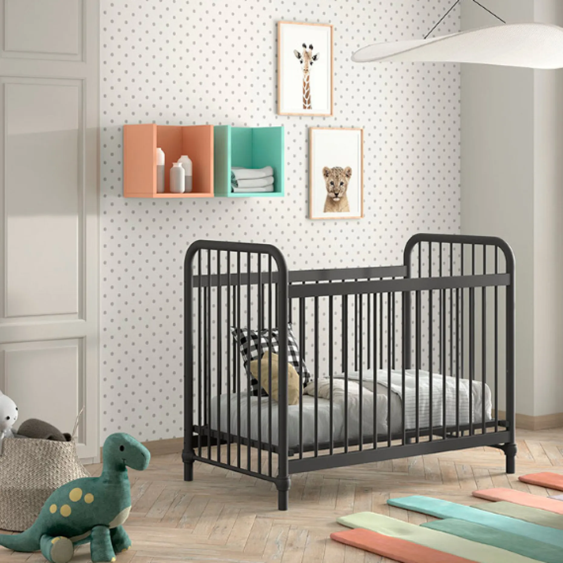 Bronxx Kinderbett - 60x120cm - mattschwarz