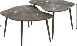 Emob Brown Ray Metall Blatt Couchtisch Set/2 - Dunkelbraun