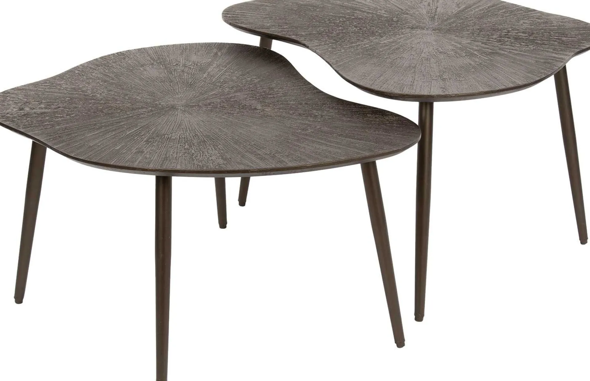 Emob Brown Ray Metall Blatt Couchtisch Set/2 - Dunkelbraun