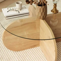 Emob Bubble Couchtisch | GEHÄRTETES GLAS | Saphir-Eiche