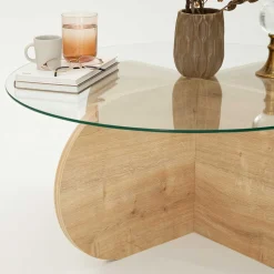 Emob Bubble Couchtisch | GEHÄRTETES GLAS | Saphir-Eiche
