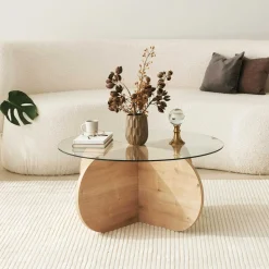 Emob Bubble Couchtisch | GEHÄRTETES GLAS | Saphir-Eiche
