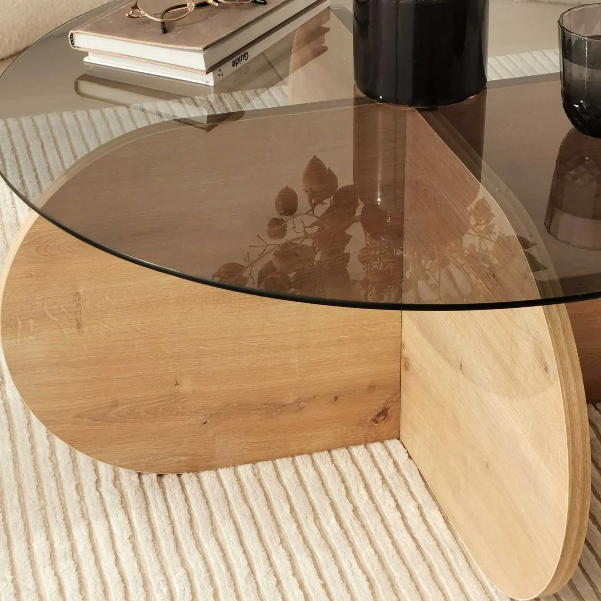 Emob Bubble Couchtisch | GEHÄRTETES GLAS | Eiche, Rauch