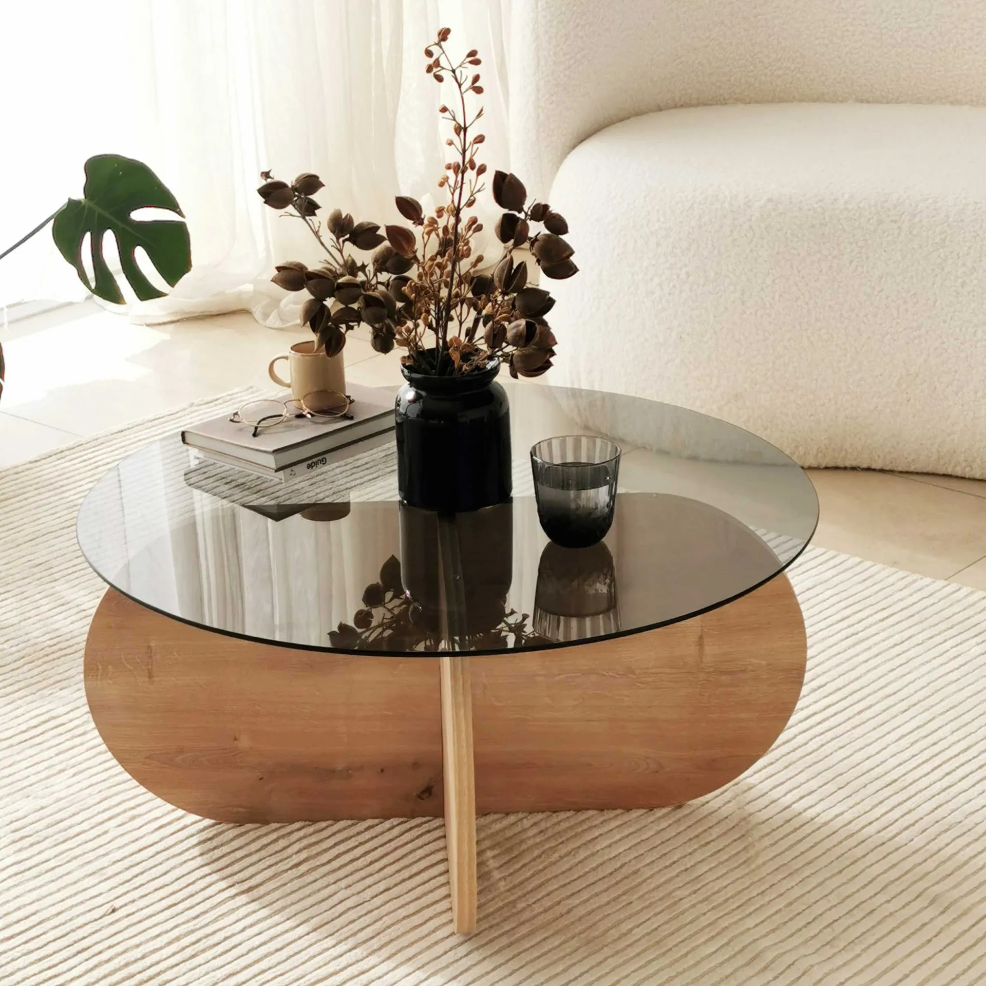 Emob Bubble Couchtisch | GEHÄRTETES GLAS | Eiche, Rauch