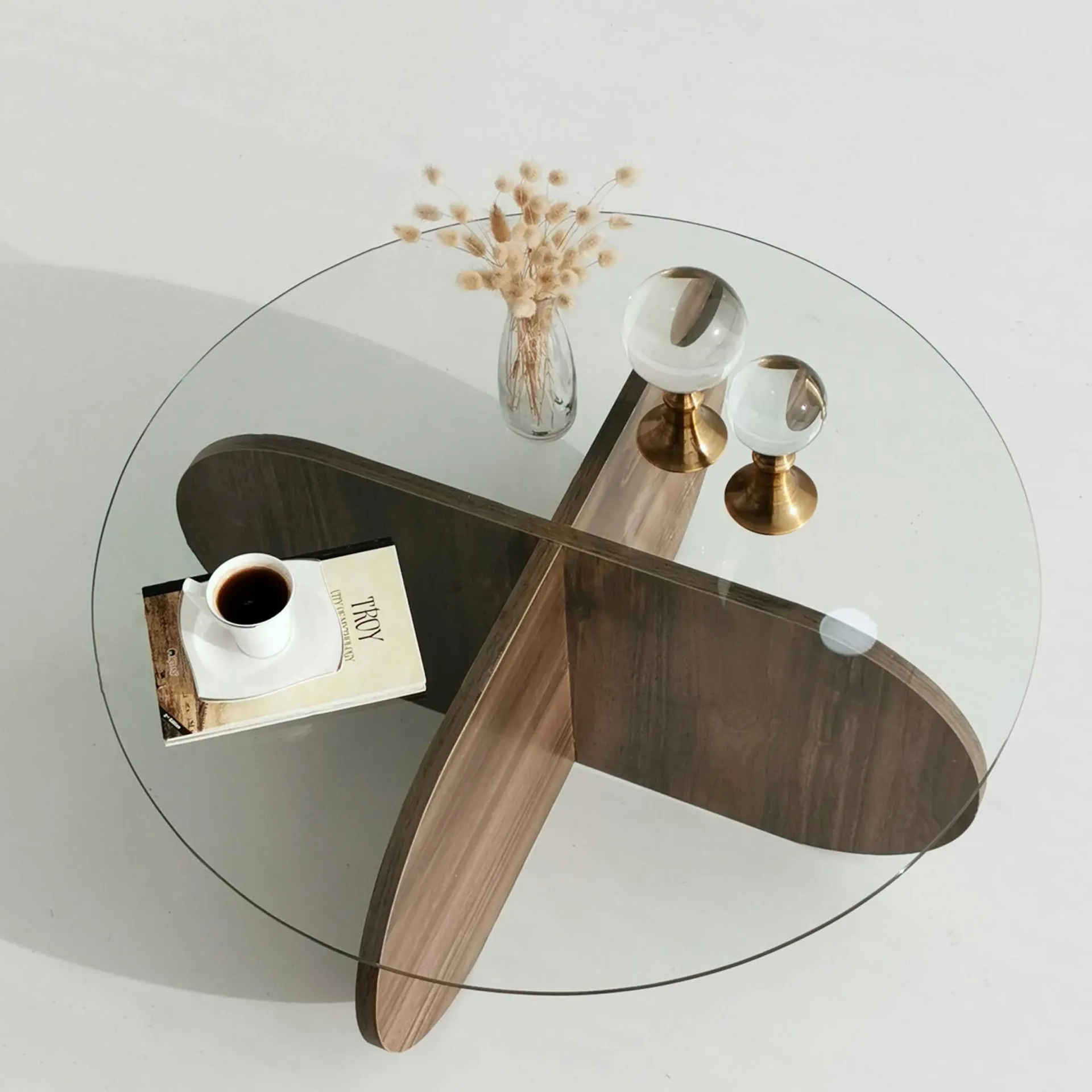 Emob Bubble CT Couchtisch | GEHÄRTETES GLAS | Walnuss