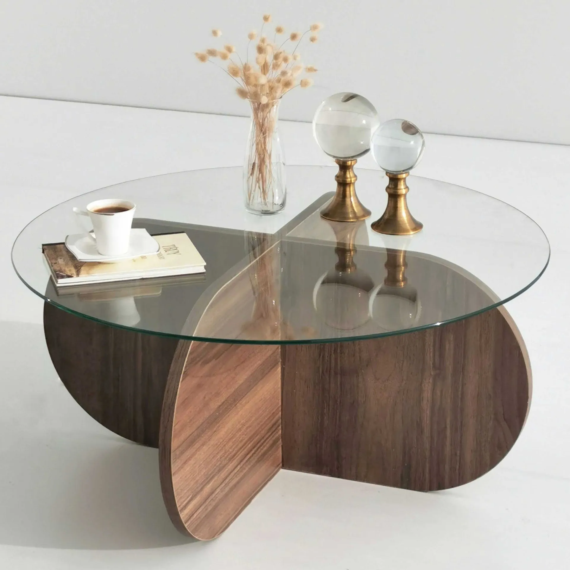 Emob Bubble CT Couchtisch | GEHÄRTETES GLAS | Walnuss