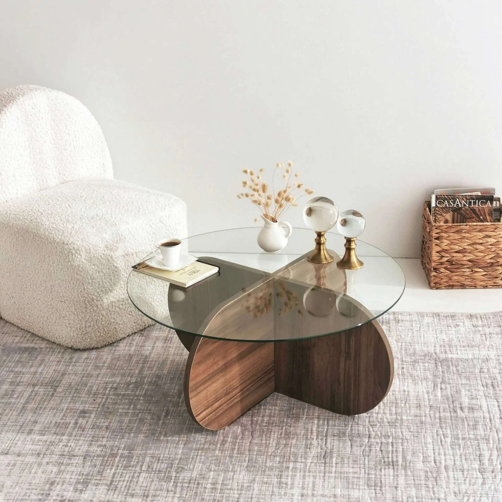 Emob Bubble CT Couchtisch | GEHÄRTETES GLAS | Walnuss