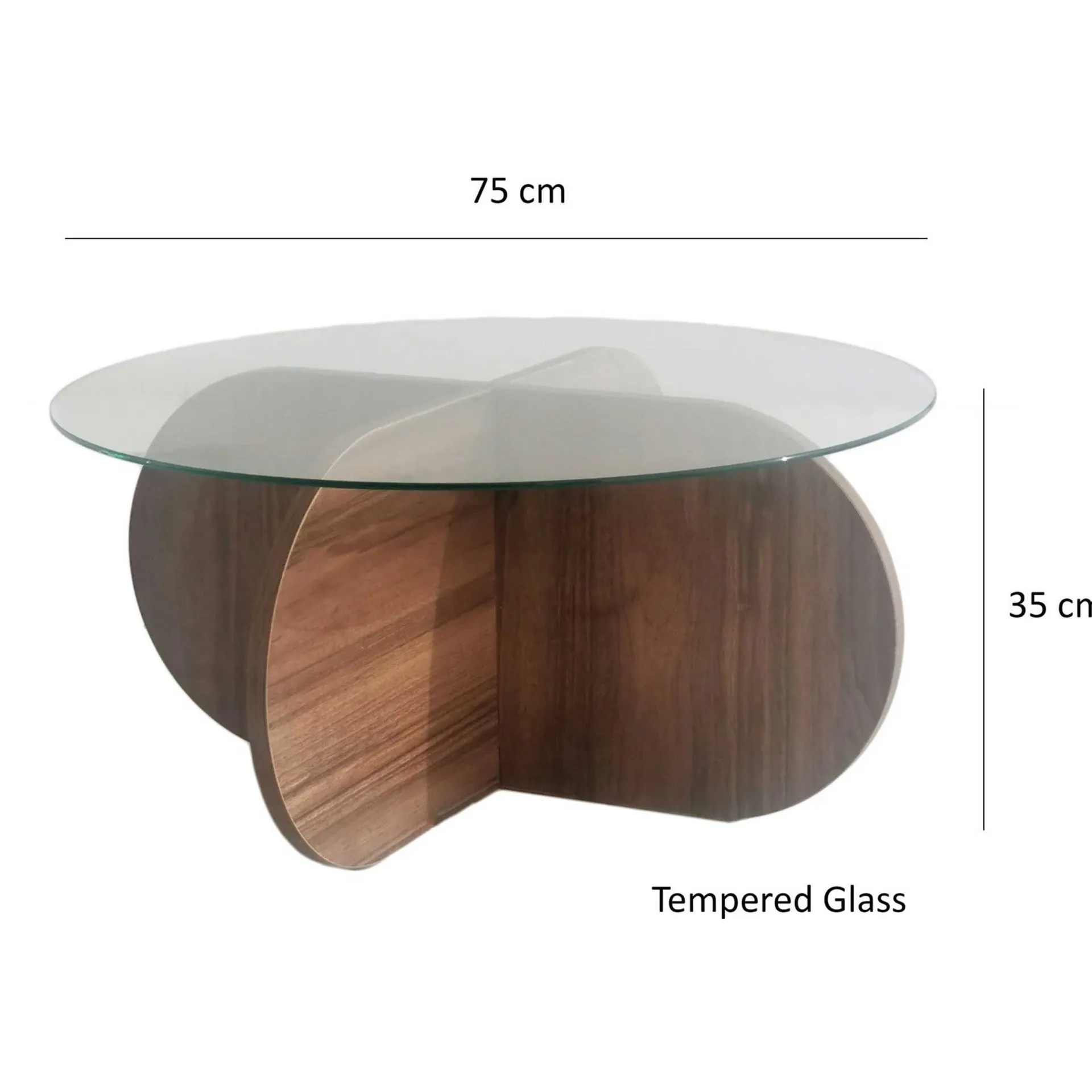 Emob Bubble CT Couchtisch | GEHÄRTETES GLAS | Walnuss