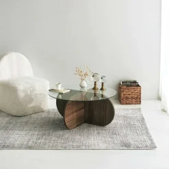 Emob Bubble CT Couchtisch | GEHÄRTETES GLAS | Walnuss