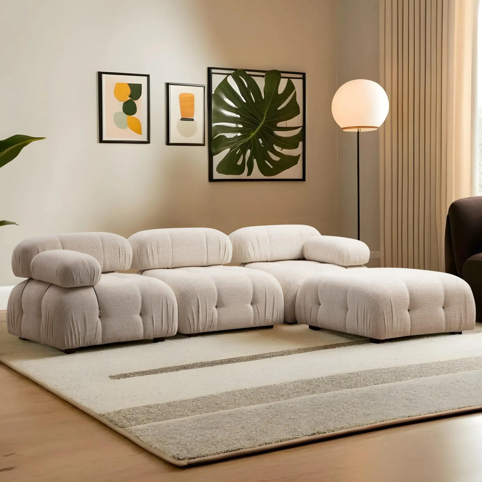 Emob Bubble Ecksofa | BUCHENHOLZ / SPANPLATTE | Creme