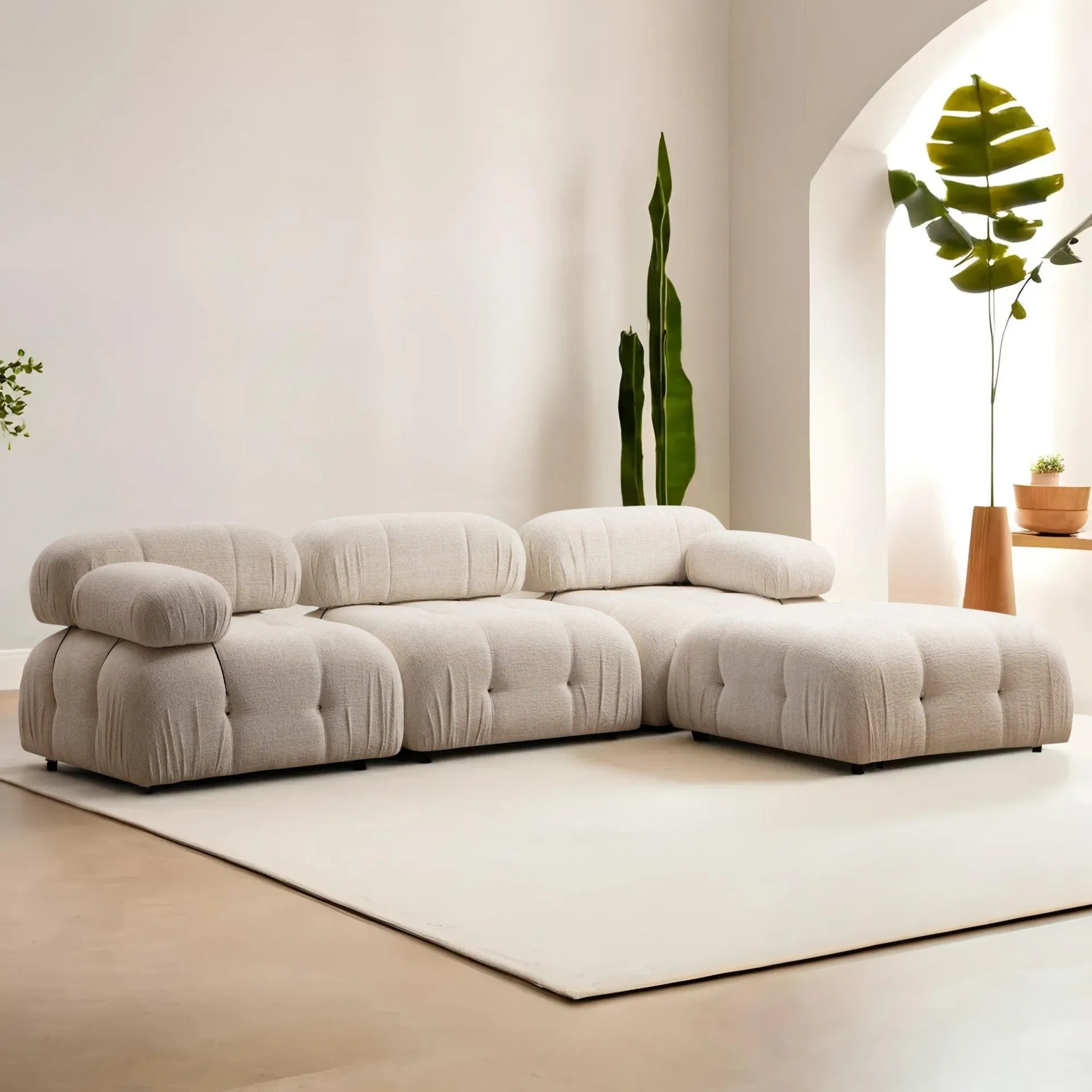 Emob Bubble Ecksofa | BUCHENHOLZ / SPANPLATTE | Creme