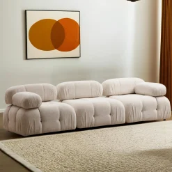 Emob Bubble 3-Sitzer-Sofa | BUCHENHOLZ / SPANPLATTE | Creme