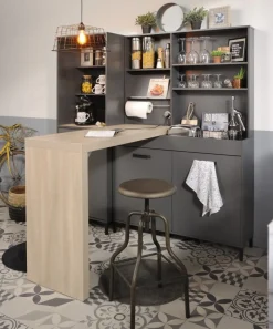 Buffet Moove 118cm, 3 Ablagen & Küchenrollenhalter - anthrazit